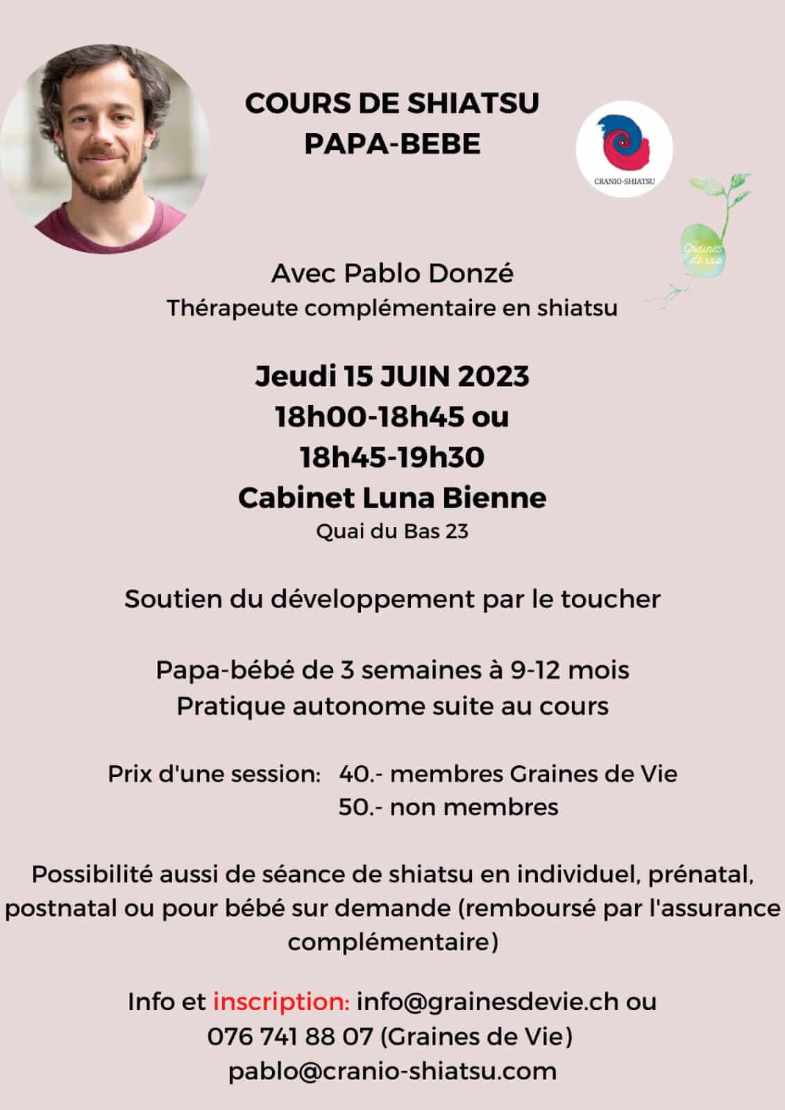 Cours de Shiatsu papa-bébé
